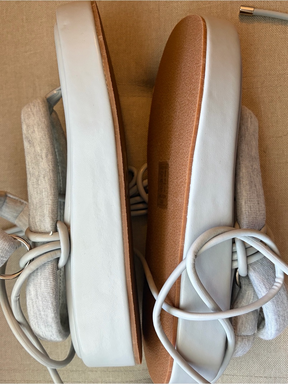 AKIRA NWOB Light Gray Lace-Up Platform Sandals. Can fit 8.5/9 - Picture 3 of 4